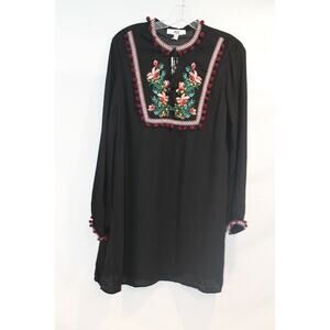 Jack by BB Dakota. Womens Tambourine Dream Dress size S Black Front Embroidered